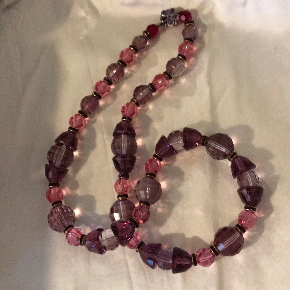 SWAROVSKI CRYSTAL NECKLACE AWESOME EX-LGE AMETHYST BEADS STERLING CLASP 22” LONG